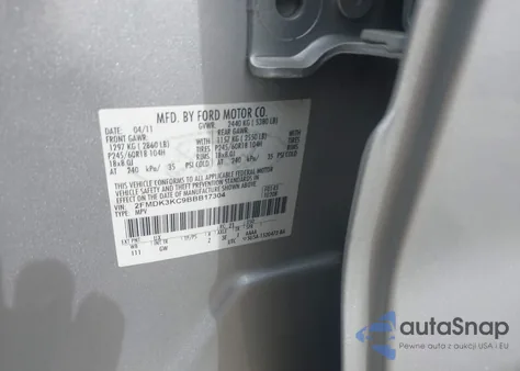 2011 Ford Edge Limited z USA, uszkodzony, nr VIN 2FMDK3KC9BBB17304